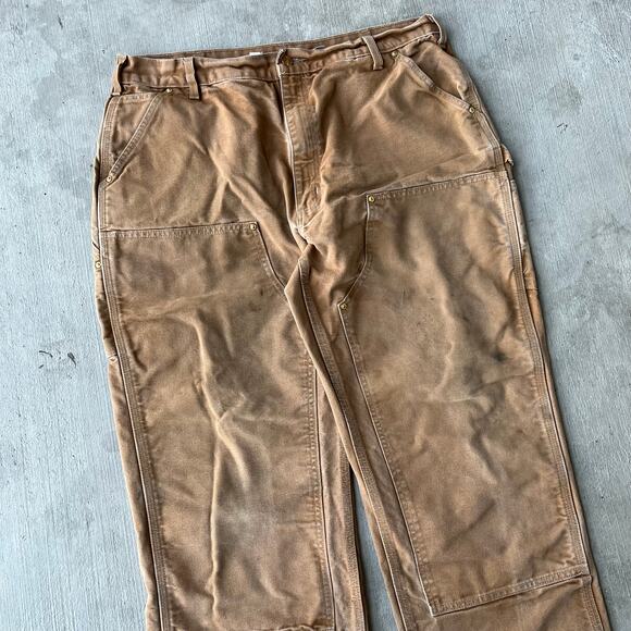 Vintage Y2K Carhartt brown double knee work wear carpenter pants - Picture 2 of 10